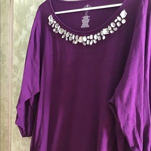 St Johns Bay Grape Bejeweled Shirt